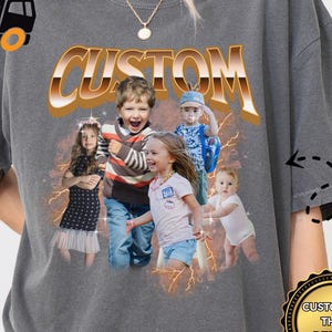 Bootleg kindershirt, kindershirt foto bootleg, aangepaste je eigen bootleg-T-shirt, aangepast kindergezichtsshirt, kinder verjaardags-T-shirt, grafisch T-shirt, X295