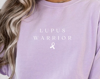 Lupus Warrior Sweatshirt, Lupus Awareness Sweater, Lupus Ribbon Shirt, Fibromyalgia Shirt, Autoimmune Disease Fighter, Chronic Illness, C054