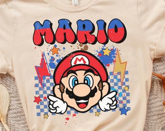 Super Mario-shirt, Super Mario-verjaardagsshirt, Super Mario Family-shirt, Mario Party bijpassende Tee, Disney-personage, Mario Lovers Gift, D040