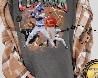 Benutzerdefinierte Baseballspieler T-Shirt, Bootleg Sport Grafik T-Shirt, mutiges Baseball Fan Shirt, Benutzerdefiniertes Namen T-Shirt, Retro Sportspieler Grafik T-Shirt, X204