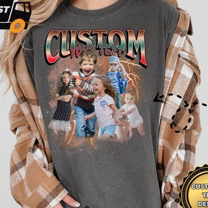 Custom bootleg kindershirt, kindershirt foto bootleg, valentijnsshirt kinderen, custom je eigen bootleg-T-shirt, retro kindercadeau valentijnscadeau, X221