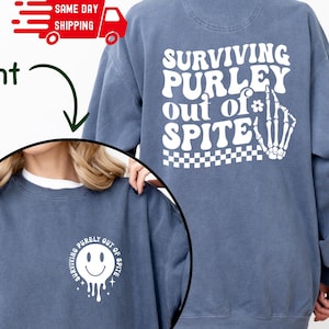 Surviving Purely out of Spite Sweatshirt, Funny Goth Celestial Skeleton Hand Sweater, Bat Lover Gothic Shirt, Goth Pullover Sweater, C404