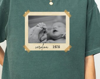 Personalisiertes Vintage Foto- und Jahres-Shirt, benutzerdefiniertes Bild-Shirt, personalisiertes Geschenk zum 30