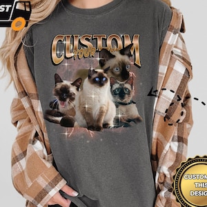 Custom Cat Dog Pet Vintage Comfort Colors Shirt, Retro Cat Dog Mom Shirt, Personalized Pet Shirt, Bootleg Rap Cat Shirt, Custom Photo, X303