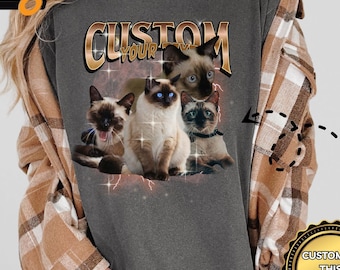 Custom Cat Dog Pet Vintage Comfort Colors Shirt, Retro Cat Dog Mom Shirt, Personalized Pet Shirt, Bootleg Rap Cat Shirt, Custom Photo, X303