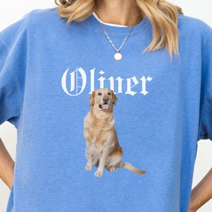 Custom Comfort Colors® Pet T-Shirt, Shirt with Pet Photo and Name, Personalized Pet Portrait Shirt, Custom Dog Cat Graphic T-Shirt, X352b