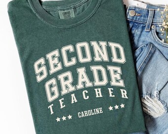 Camiseta personalizada para maestro de segundo grado, camiseta de regreso a clases, regalo personalizado para maestro de segundo grado, camiseta para maestro de escuela, equipo de ensueño de segundo grado, X154