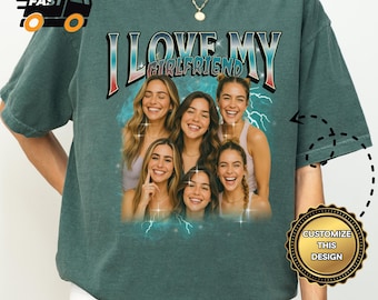 Shirt aangepaste vriendin, ik hou van mijn vriendin shirt, aangepaste collage shirt, gepersonaliseerde bootleg foto shirt, Valentijnsdag cadeau-ideeën, X209