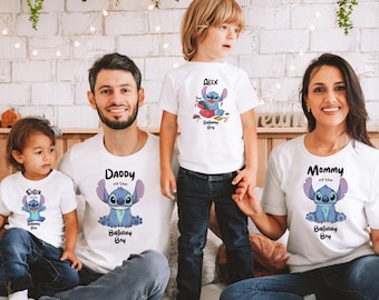 Maglietta di compleanno di Stitch, Maglietta della famiglia Lilo e Stitch, Maglietta di compleanno di Stitch personalizzata, Magliette di compleanno di Stitch per bambine, Magliette di compleanno di Stitch per bambini, D047