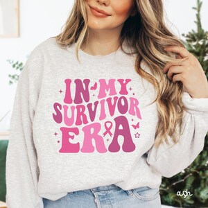 In meiner Überlebens-Era Sweatshirt, Brustkrebs Bewusstsein, Krieger Geschenk, Cancer Survivor Shirt, Pink Ribbon Crewneck, Krebs Kämpfer Geschenk Y002