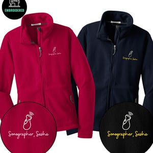 Personlig ultraljudsjacka med hel dragkedja i fleece, broderad ultraljudsjacka, J021