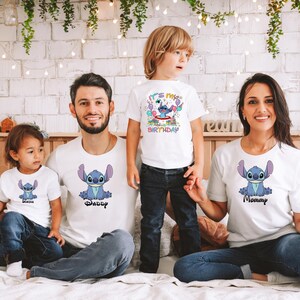 Stitch verjaardagsshirt, gepersonaliseerd verjaardagsshirt, aangepaste Stitch verjaardagsshirt, Stitch verjaardag shirt jongen, Stitch verjaardag tijdperk shirt, D025