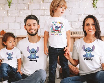 Camiseta de cumpleaños de Stitch, camiseta de cumpleaños personalizada, camiseta de cumpleaños de Stitch personalizada, camiseta de cumpleaños de Stitch para niño, camiseta de la era de cumpleaños de Stitch, D025