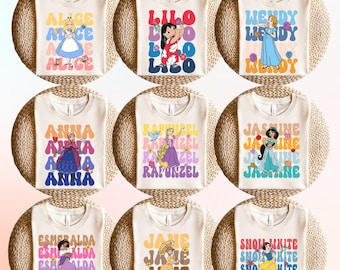 Disney Princess Shirt, Cinderella Shirt, Snow White Tee, Little Mermaid Tee, Rapunzel Tee, Aurora Shirt, Moana Shirt, Disneyland Girls  D046