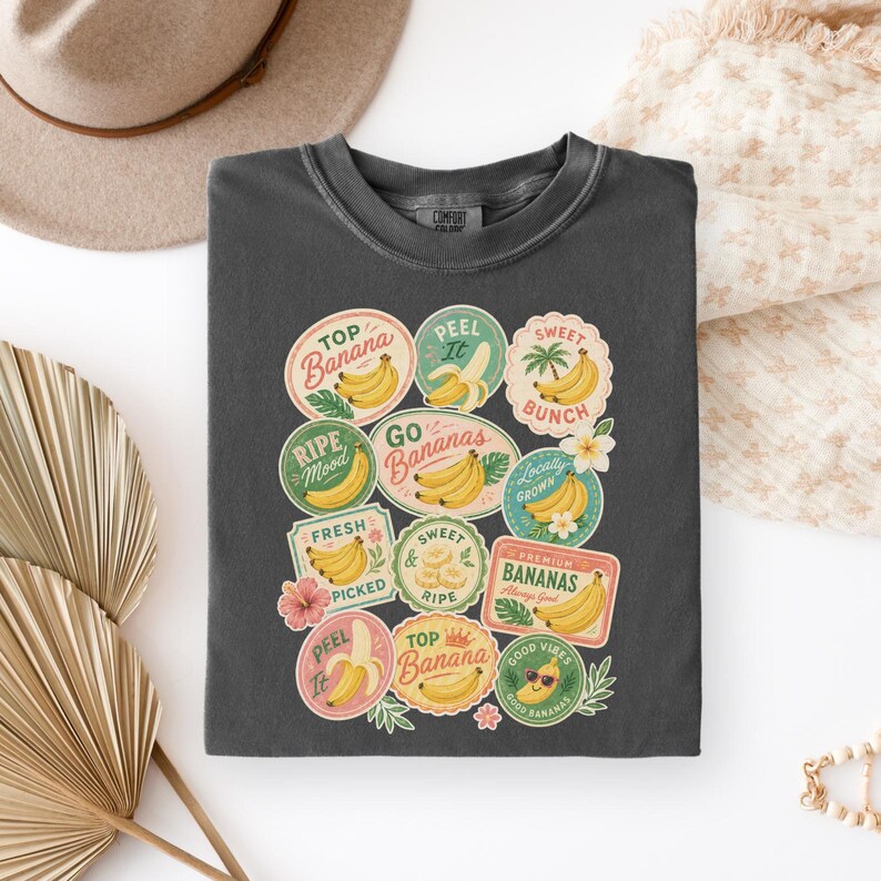Comfort Colors® Vintage Banana Shirt, Retro Banana Label Collage T ...