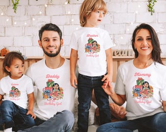 Koszulki urodzinowe Stitch, Koszulka urodzinowa Disney dla dziewczynki, Koszulki urodzinowe Stitch, Koszulki urodzinowe Lilo i Stitch dla rodziny, Wycieczka urodzinowa Disney, D050