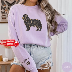 Floral Newfoundland Sweatshirt, Newfie Tshirt, Custom Newfoundland Mama, Newfoundland Lovers, Newfoundland Mom, Newfoundland Owner Gift,C241