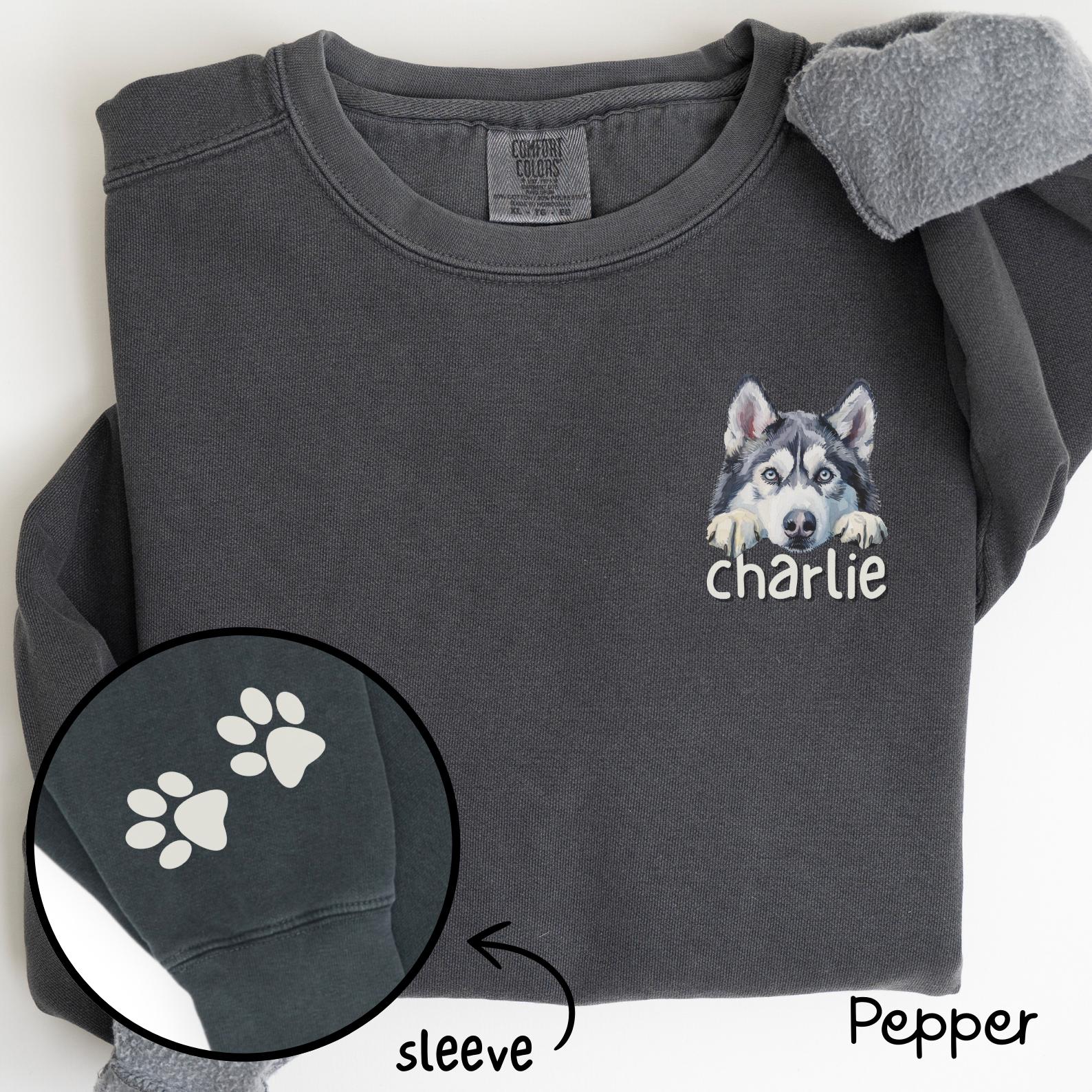Custom Siberian Husky Sweatshirt, Personalized Husky Name Tees, Husky Dad, Husky Mom Gift, Comfort Colors Husky Tees, Husky Lover Gifts C330