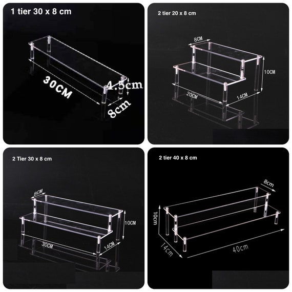 Plexi Shelf Espositore Action Figure Espositore Acrilico A 2 Livelli Per Action Figure - 39.7x7.7cm, Ideale Per Collezioni E Dessert Espositore Pipe Espositore Stranger Things Funko