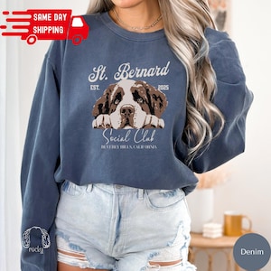 St Bernard Social Club Sweatshirt, Custom St Bernard Sweater, St Bernard Dog Mom, Bernard Mom Shirt, St Bernard Lover, St Bernard Gifts C362
