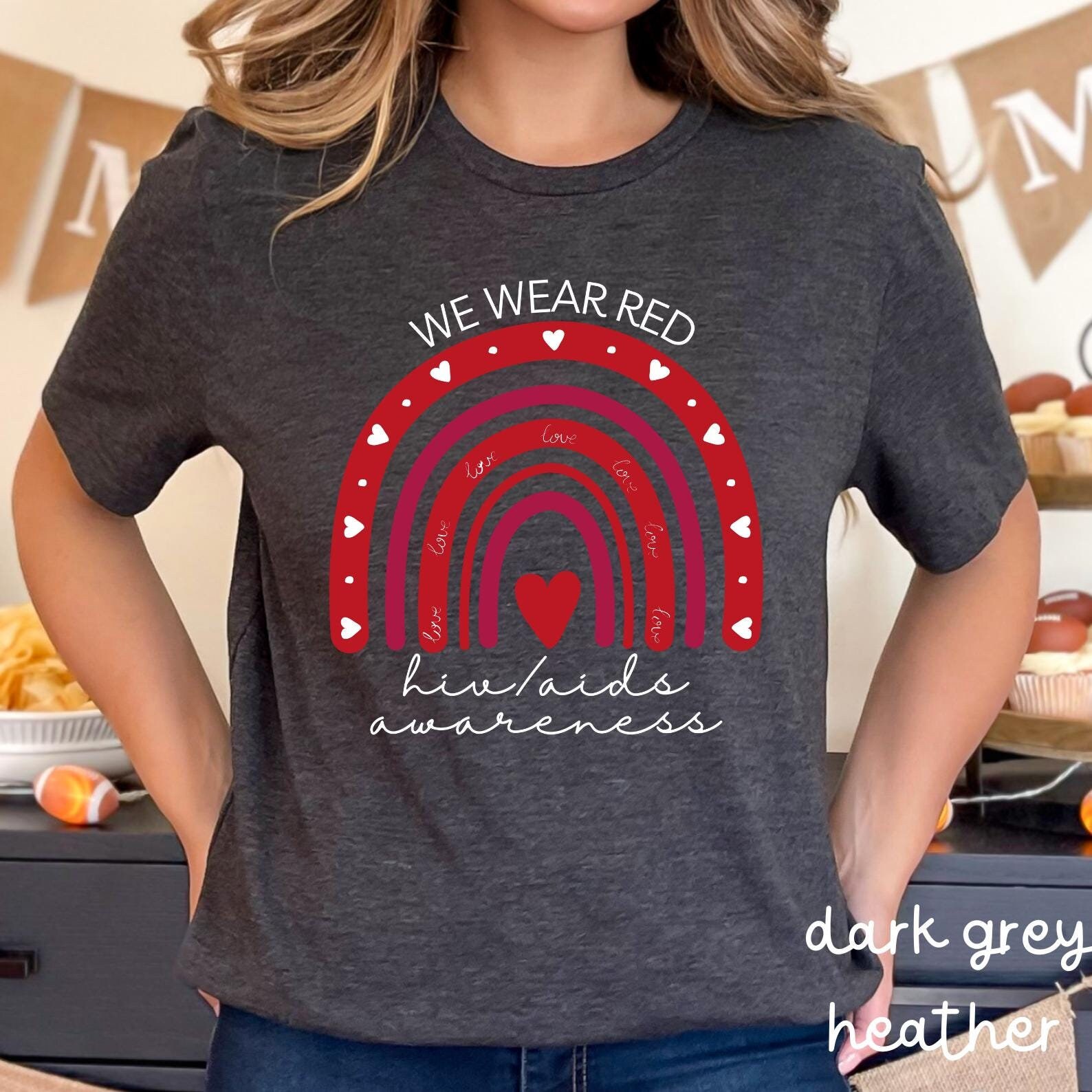 AIDS HIV Awareness Shirt, HIV Support Shirt, Aids Warrior, Red Ribbon Motivational Shirt, Aids Fighter Shirt, World Aids Day Awareness, Z032