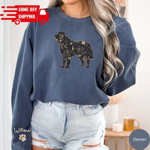 Custom Saint Bernard Dog Sweatshirt, Personalized Wildflowers Dog Mama Tees, Dog Name Tee, St. Bernard Lover, Saint Bernard Owner Gift, C243