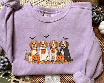 Beagle Halloween Sweatshirt, Süßes Beagle Hunde Shirt, Lustiges Süßes oder Saures Shirt, Herbst Hunde Liebhaber T-Shirt, Geist Vampir Mumie Kürbis Geschenk, C422