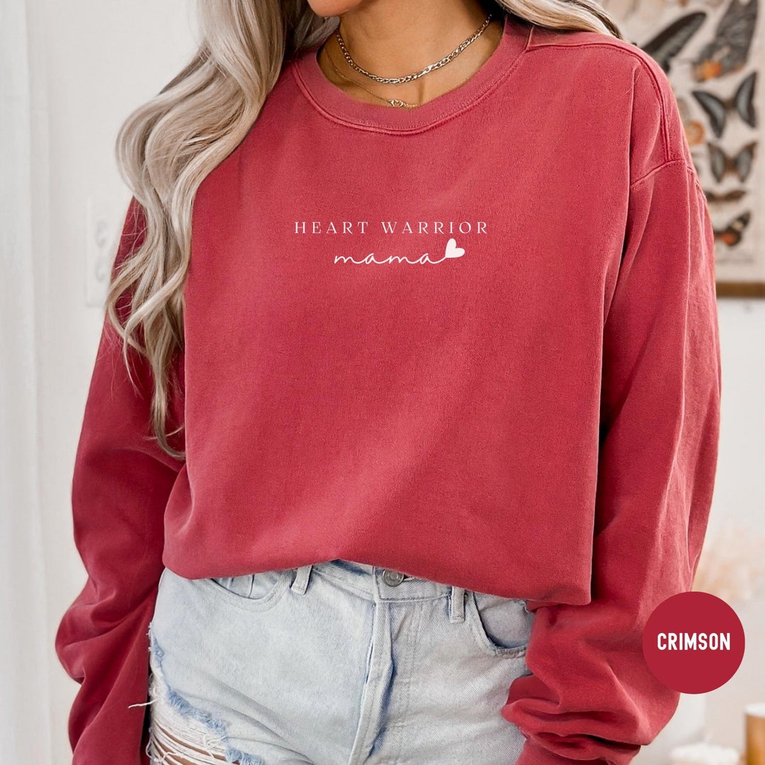 Heart Warrior Mama Sweatshirt, Open Heart Surgery Gift, Heart Mama ...