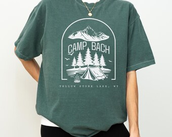 Vintage Camping Möhippa T-shirt, Anpassade Camping Möhippa T-shirts, Utomhus Berg Brud T-shirt, Retro Sjötema Bröllopspresenter, X393