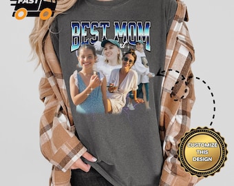 Personalisiertes Bootleg Mama Shirt, personalisiertes Retro Foto Shirt, Mama Geschenk von Kindern, individuelles Foto Shirt für Mama, X312