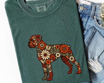 Comfort Colors® Boxer Shirt, Floral Boxer Mama Crewneck, Wildflowers Boxer Shirt, Gift for Boxer Lover, Christmas Gift, Dog Mom Shirt, X375