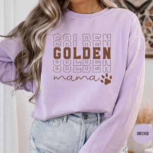 Golden Mama Shirts, Golden Retriever Shirt, Dog Mama Crewneck, Golden Mom Shirt, Dog Owner Clothing, Golden Dog Shirt, Dog Lover Gifts, C395