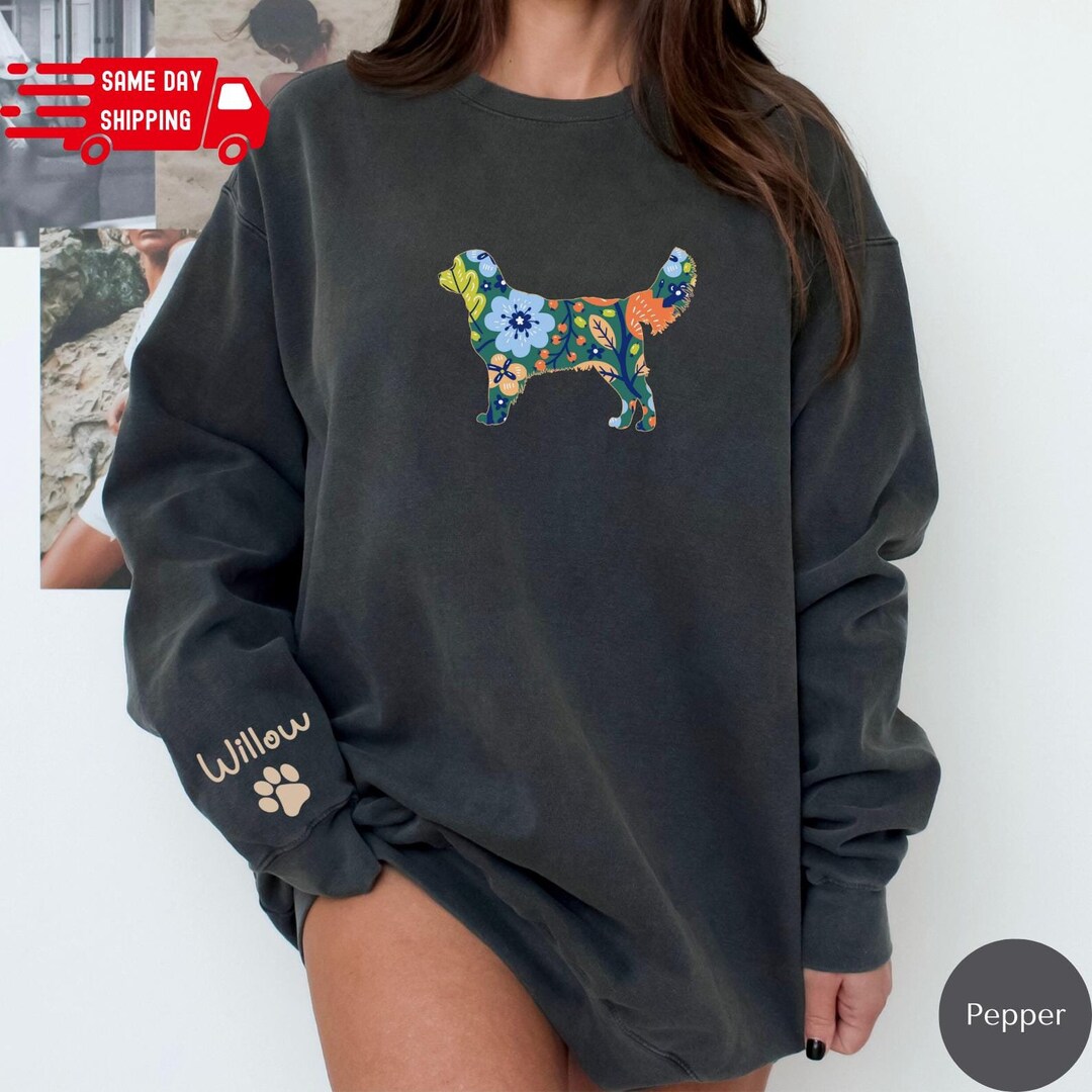 Custom Golden Retriever Sweatshirt, Floral Golden Retriever Dog Mom ...