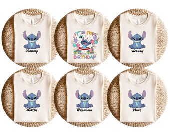 Camiseta de cumpleaños personalizada de Stitch, camiseta de cumpleaños de Stitch, camiseta de cumpleaños personalizada, camiseta de cumpleaños de Stitch para niño, camiseta de la era de cumpleaños de Stitch, D025