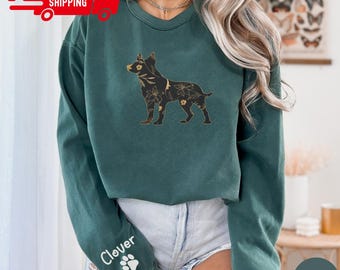 Personalized Australian Cattle Dog Sweatshirt, Wildflowers Blue Heeler Crewneck, Floral Cattle Dog Mama Sweater, Blue Heeler Mama Gift, C250