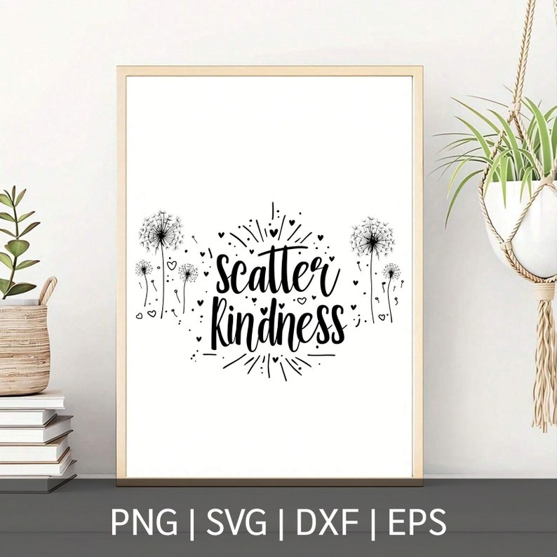 Scatter Kindness Dandelion SVG, Flower SVG, Positive Quote SVG for Cricut &amp; Silhouette - Etsy