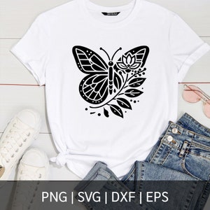 Blumen Schmetterling zwart, Schmetterling Blume Blatt, Blume Linie Kunst Schmetterling Blatt, Cricut Cut Datei