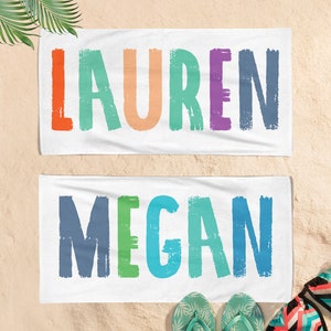 Personalized Beach Towel: Bold Font Custom Name, Vacation Gift
