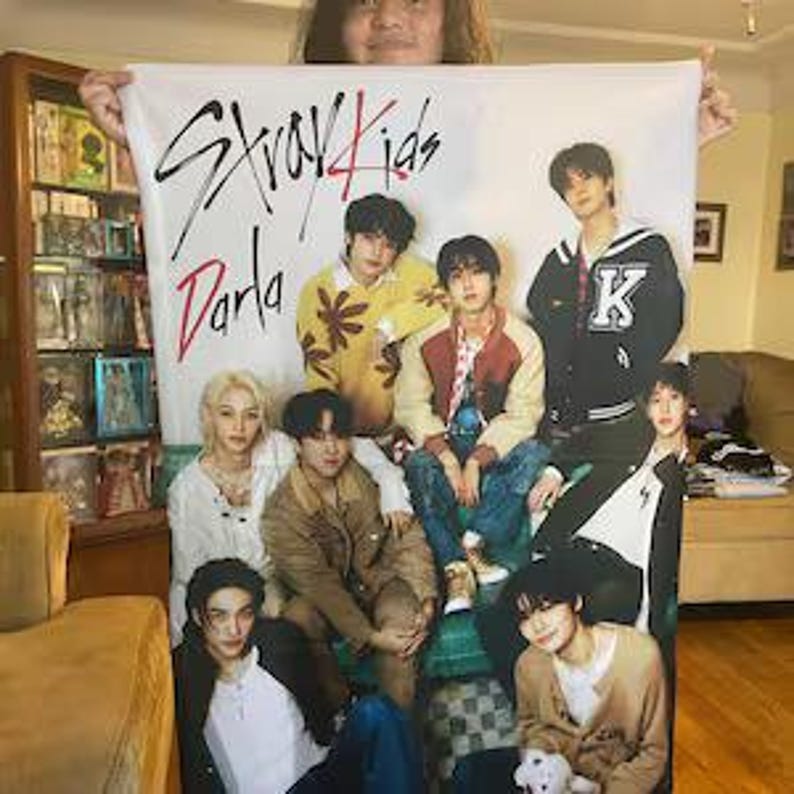 Manta de Stray Kids K-Pop: manta personalizada con nombre, acogedora decoración de fandom, regalo para fans, ropa de cama para dormitorio, recuerdo único de Hey! Design imagen 3