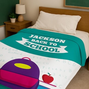 Personalized Back to School Blankets & Kids Room Decor | Custom Name Throws | School-Themed Bedding and Gifts for Kids and Students