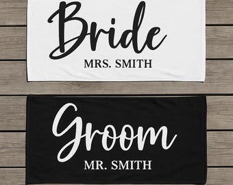 Personalized Wedding Beach Towel: Mr. & Mrs. Honeymoon Gift
