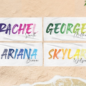 Personalized Brush Font Beach Towel: Custom Name Pool Towel