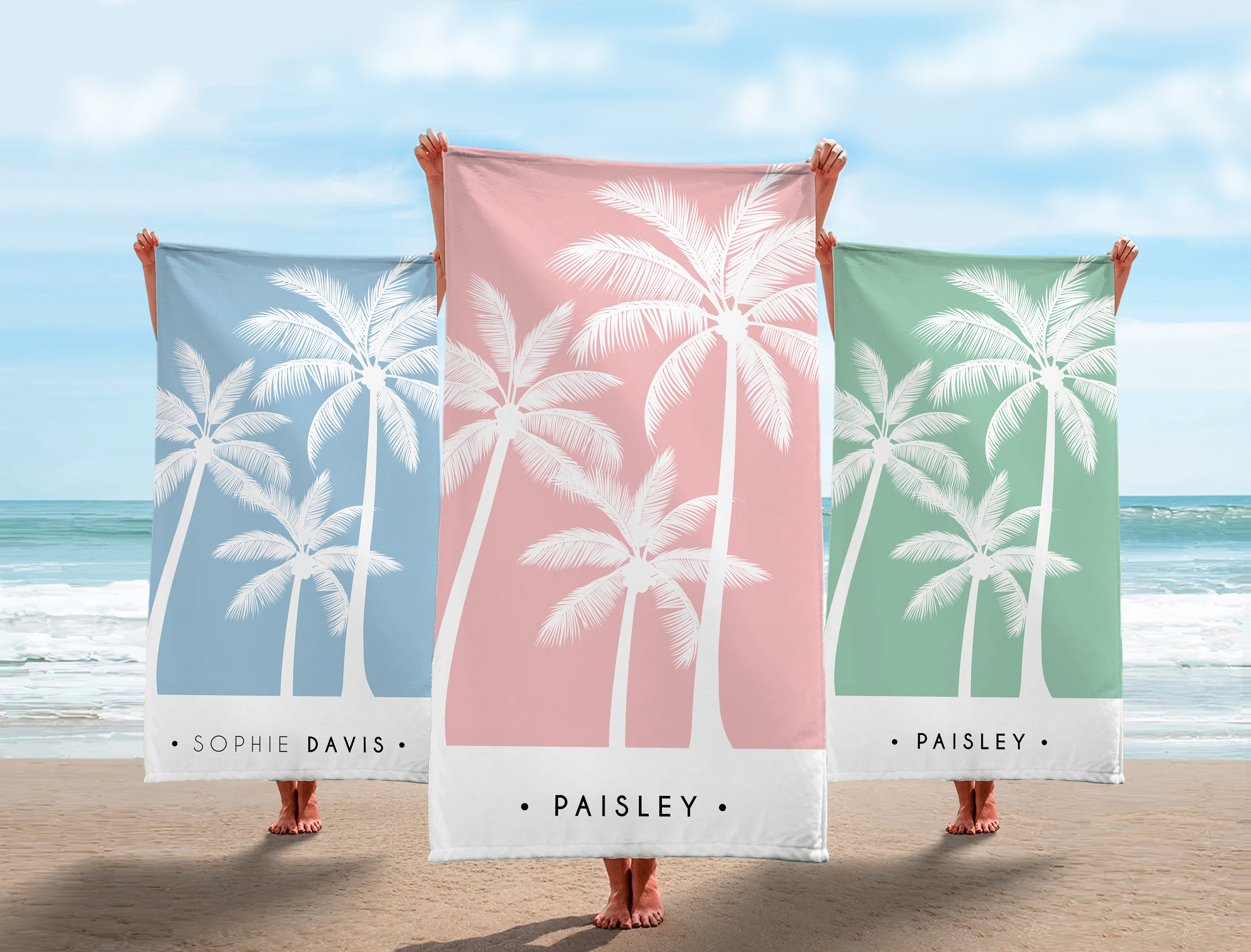 Summer Beach Towel - Microfiber Quick Dry, Sand Free, 52x32 Inches, Palm Tree Cartoon Design