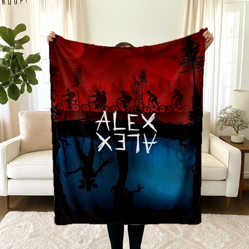 Ride Retro Blanket, Personalized Custom Name Blanket 80s Horror TV Series Blanket, Christmas Gift, Friends Gift, Teen Birthday Gift Bild 1