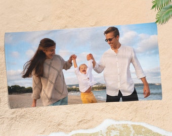 Custom Photo Beach Towel, Personalized Picture Towel, Custom Face Pool Towel, Unique Summer Vacation Gift, Cotton Blend Bath Towel, Custom