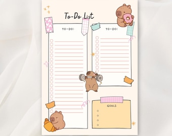 Cute Capybara To-Do List Notepad | Animals Planner Memopad