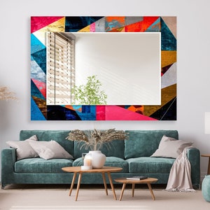 Asymmetrical Tempered Glass Wall Mirror: Modern Art Decor