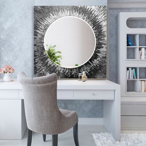 Asymmetrical Tempered Glass Wall Mirror: Modern Home Decor