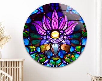 強化ガラスの花の壁アート：ステンドグラスの窓装飾 - Etsy 日本