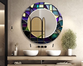 Asymmetrischer Wandspiegel aus gehärtetem Glas: Moderne Kunst